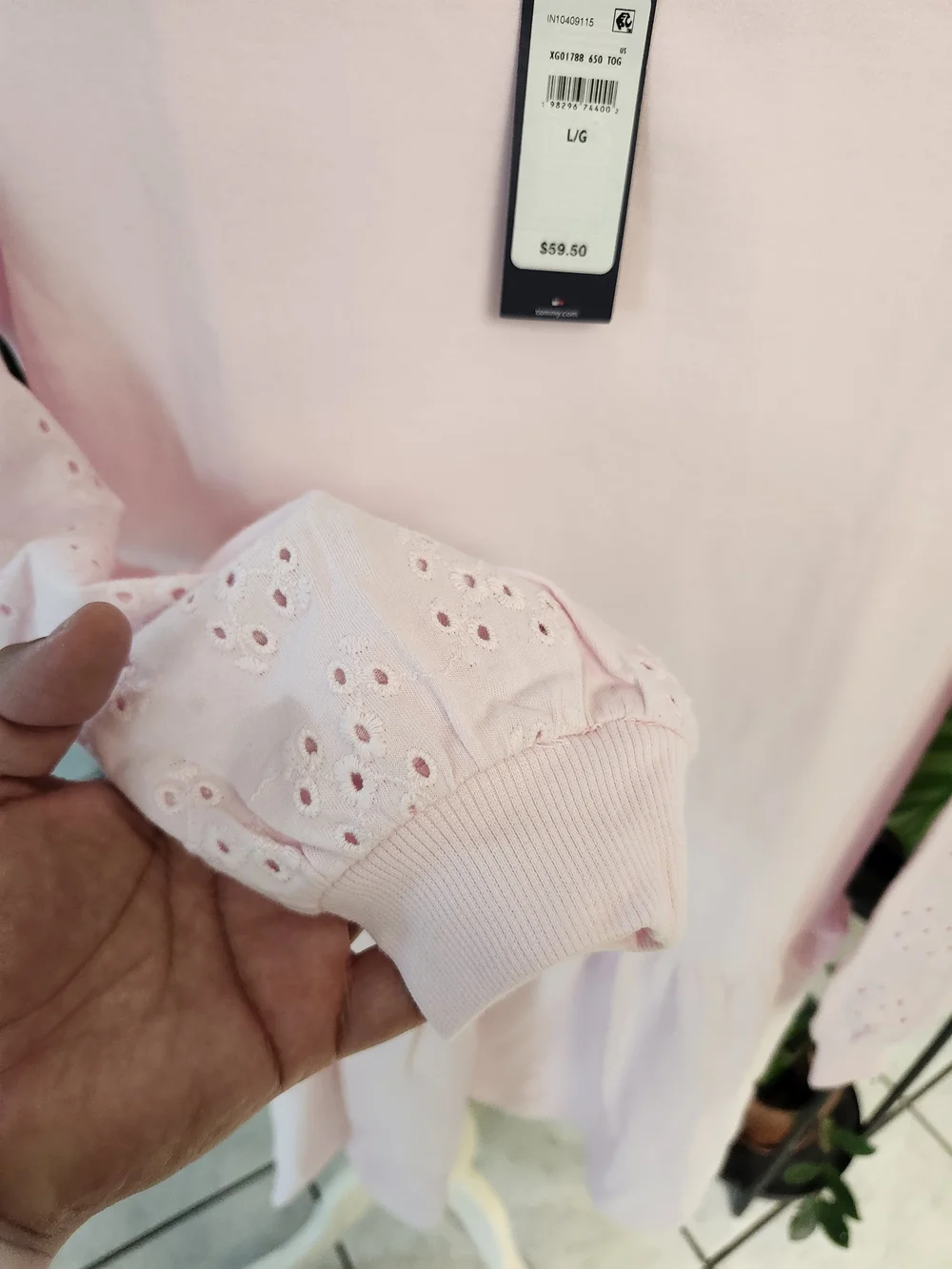 Tommy‎ Hilfiger Light Pink Eyelet-Sleeve Drop Hem Dress